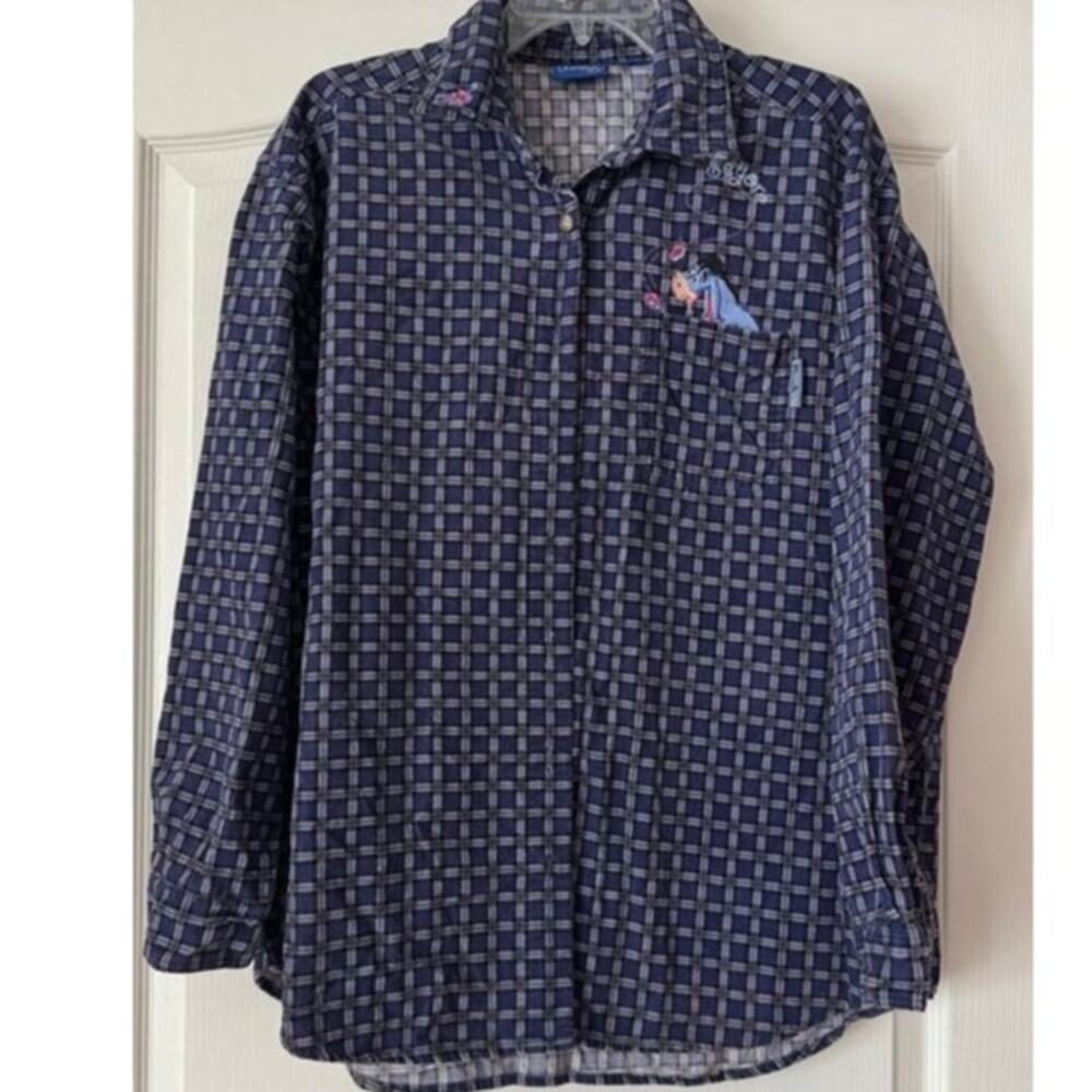 Disney Winnie the Pooh Eeyore Plaid Corduroy Like Womens XL/Unisex Shirt